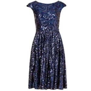 EUC Badgley Mischka Blue Botany Dress